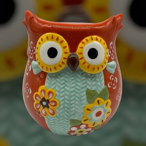 Colorful Owl Ceramic Cookie Jar Kitchen Storage Food Storage Farmhouse Decor - Picture 6 of 16